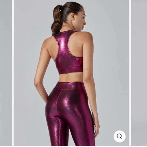 Heroine Sport Metallic Rose Pink Cycling Bra & Marvel Legging Set S - Picture 2 of 9